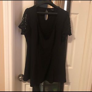 Torrid black blouse with short lace sleeves